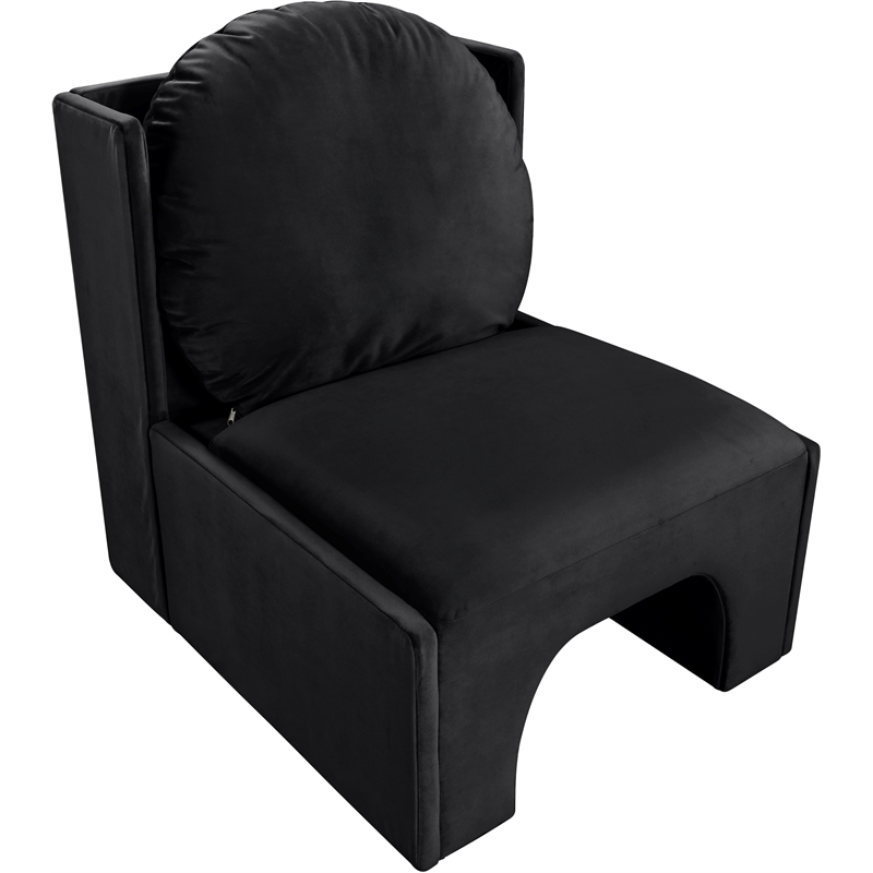 Bowery Hill Contemporary Solid Wood Frame Black Durable Velvet Accent Chair