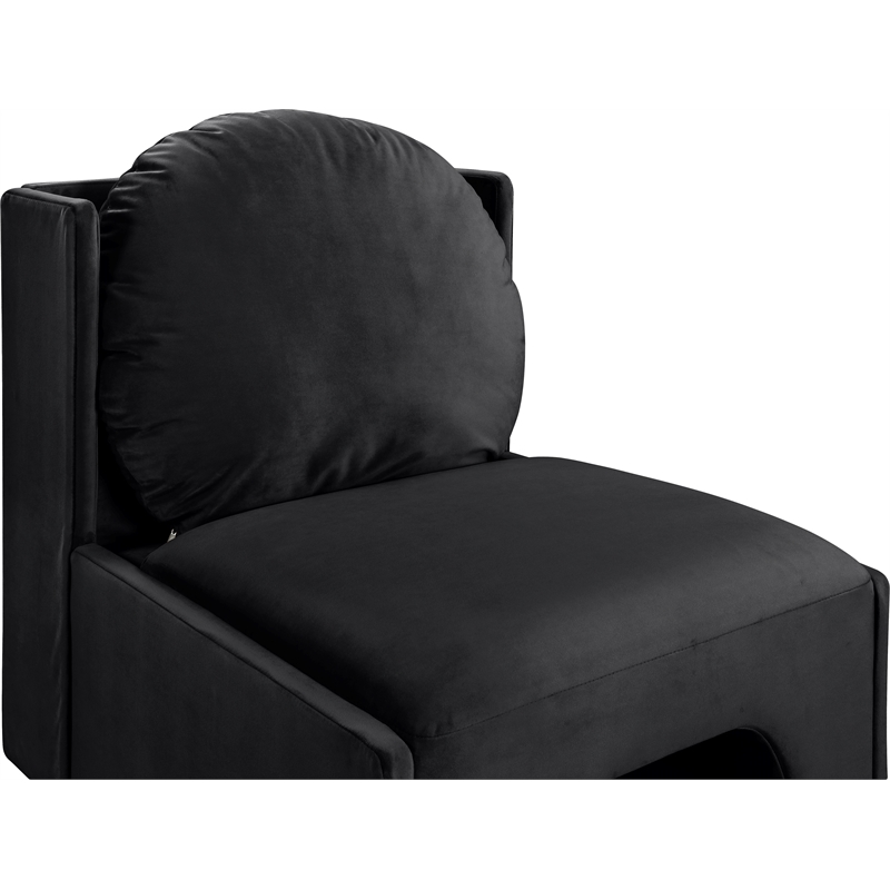 Bowery Hill Contemporary Solid Wood Frame Black Durable Velvet Accent Chair