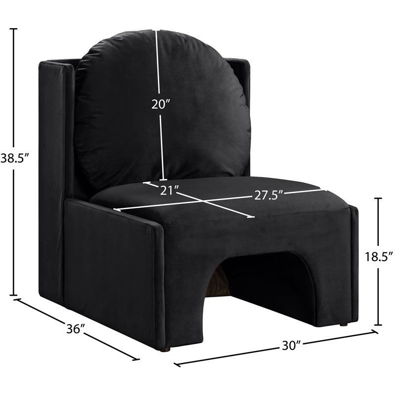 Bowery Hill Contemporary Solid Wood Frame Black Durable Velvet Accent Chair