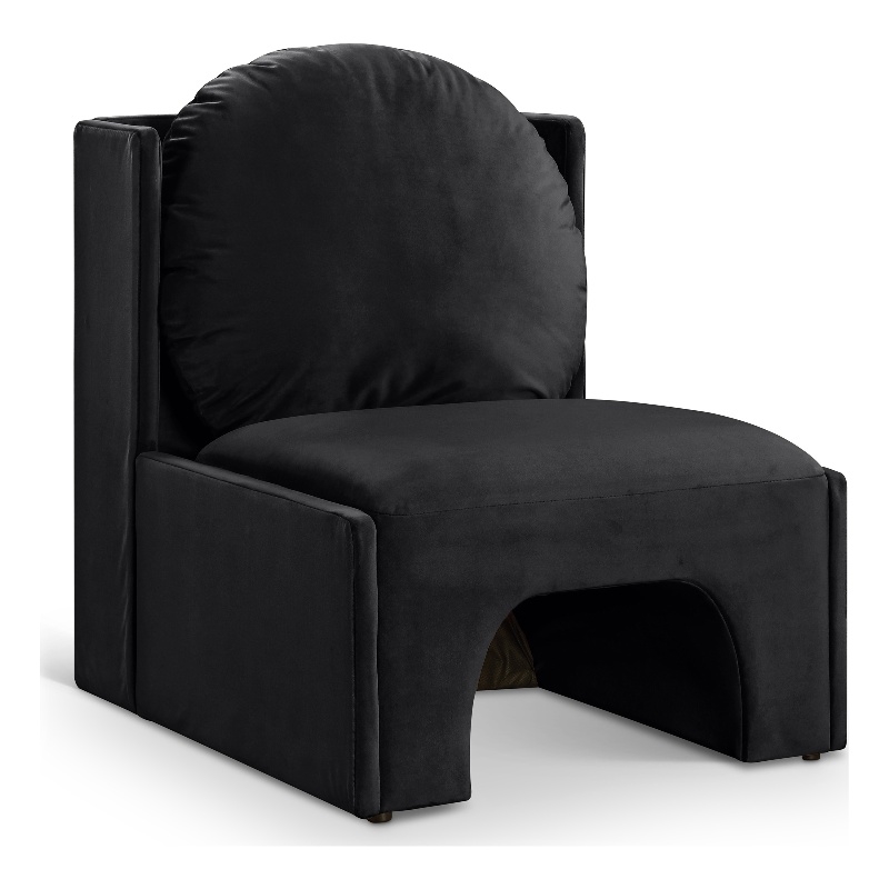 Bowery Hill Contemporary Solid Wood Frame Black Durable Velvet Accent Chair