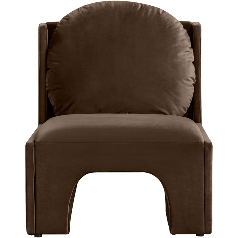 Bowery Hill Contemporary Solid Wood Frame Brown Durable Velvet Accent Chair