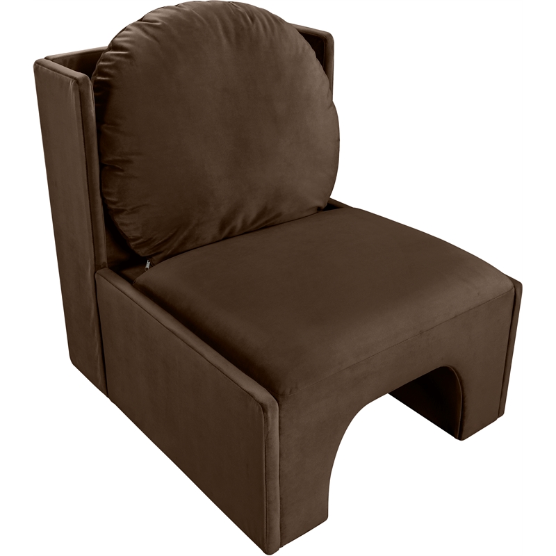 Bowery Hill Contemporary Solid Wood Frame Brown Durable Velvet Accent Chair