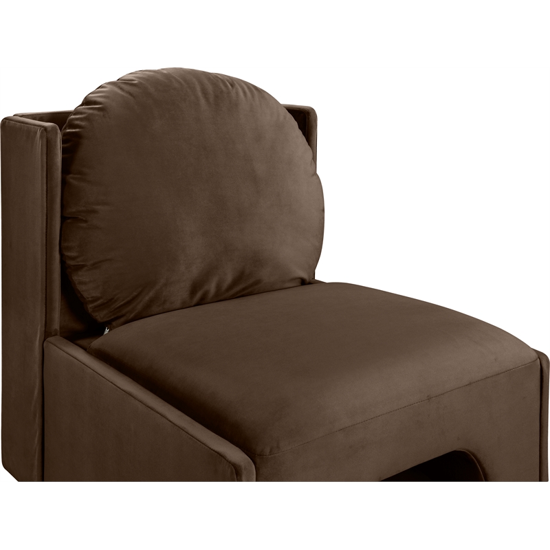 Bowery Hill Contemporary Solid Wood Frame Brown Durable Velvet Accent Chair