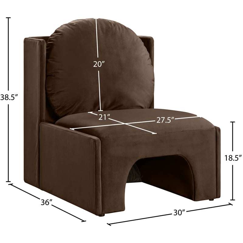 Bowery Hill Contemporary Solid Wood Frame Brown Durable Velvet Accent Chair