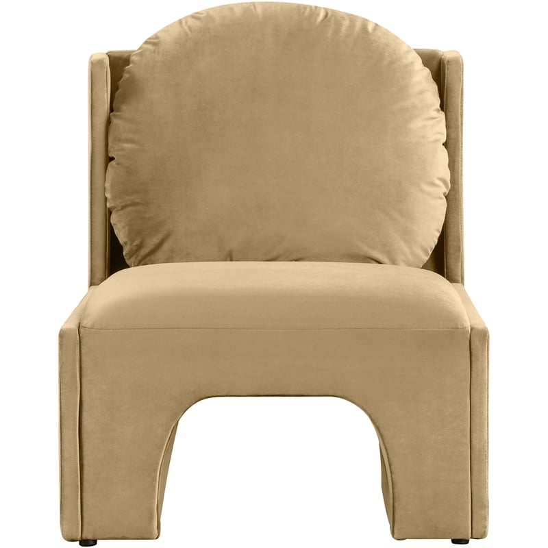Bowery Hill Contemporary Solid Wood Frame Camel Durable Velvet Accent Chair