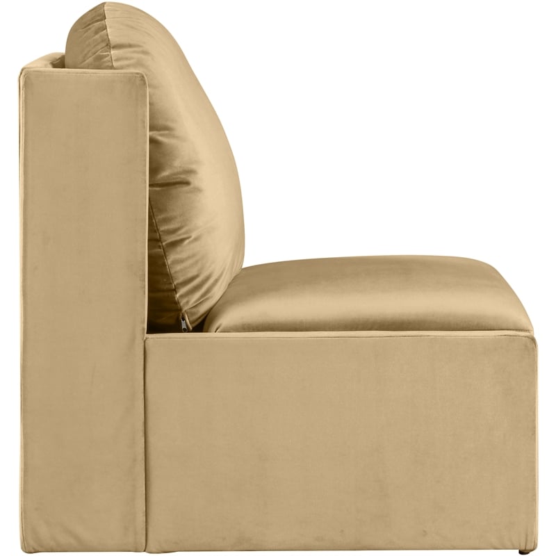 Bowery Hill Contemporary Solid Wood Frame Camel Durable Velvet Accent Chair