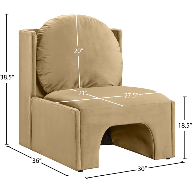 Bowery Hill Contemporary Solid Wood Frame Camel Durable Velvet Accent Chair