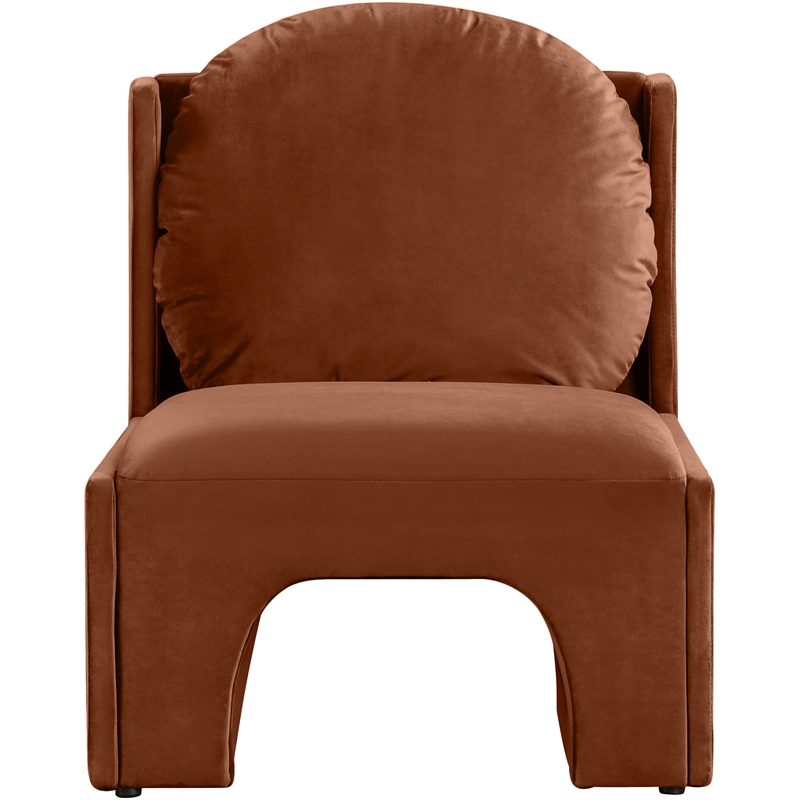 Bowery Hill Contemporary Solid Wood Frame Cognac Durable Velvet Accent Chair