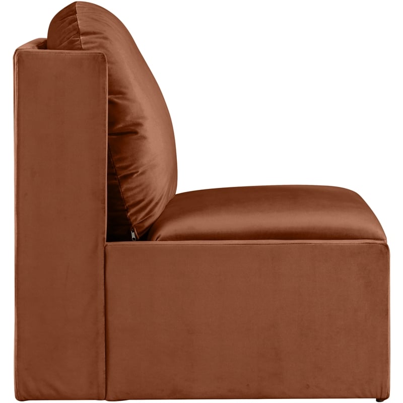 Bowery Hill Contemporary Solid Wood Frame Cognac Durable Velvet Accent Chair