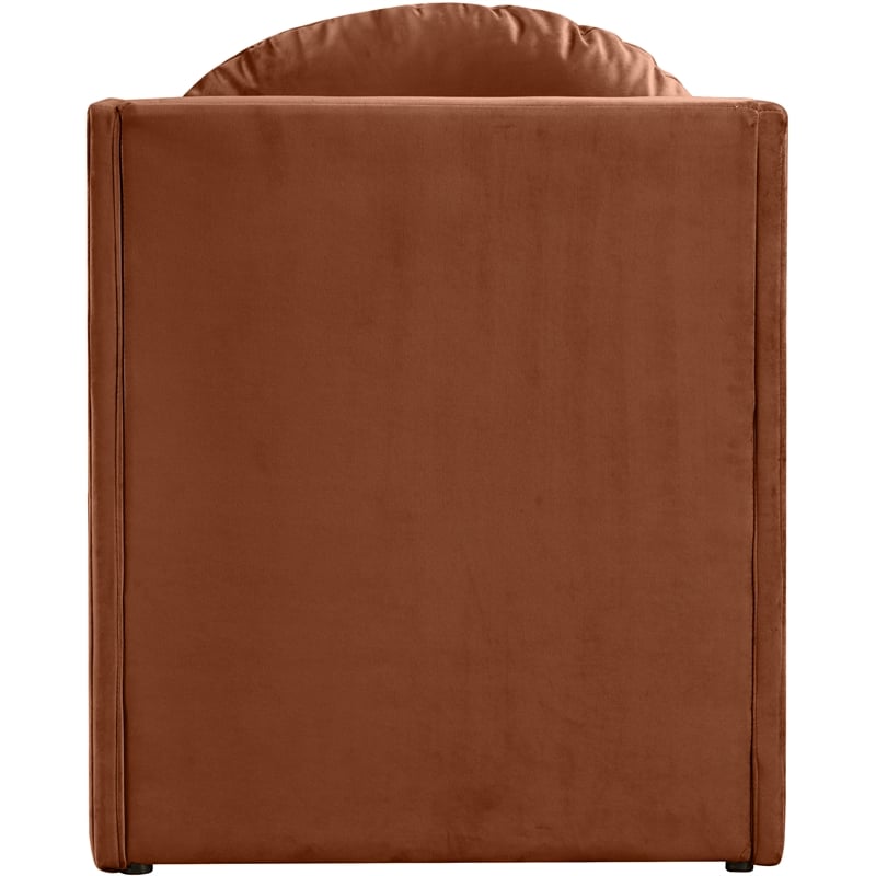 Bowery Hill Contemporary Solid Wood Frame Cognac Durable Velvet Accent Chair