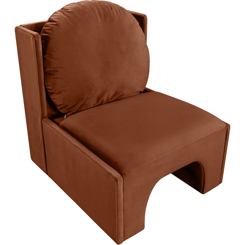 Bowery Hill Contemporary Solid Wood Frame Cognac Durable Velvet Accent Chair