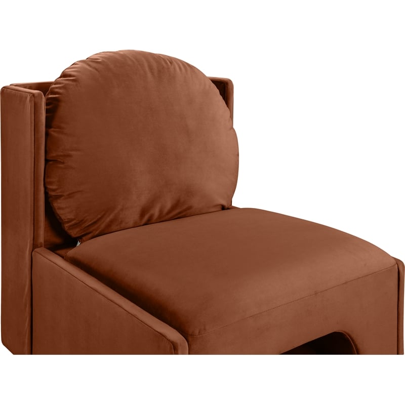 Bowery Hill Contemporary Solid Wood Frame Cognac Durable Velvet Accent Chair