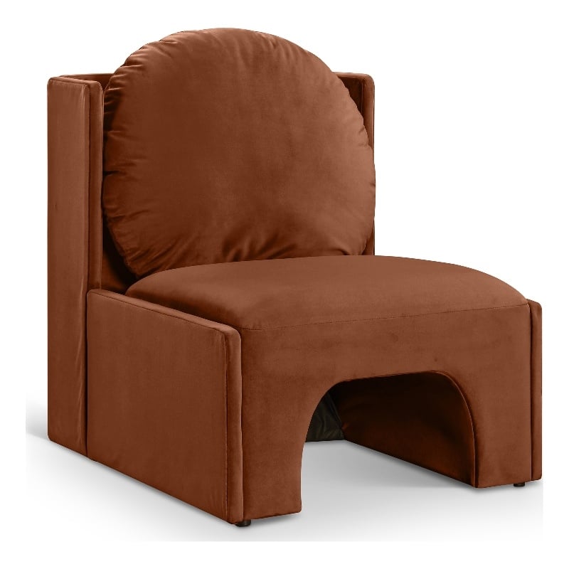 Bowery Hill Contemporary Solid Wood Frame Cognac Durable Velvet Accent Chair