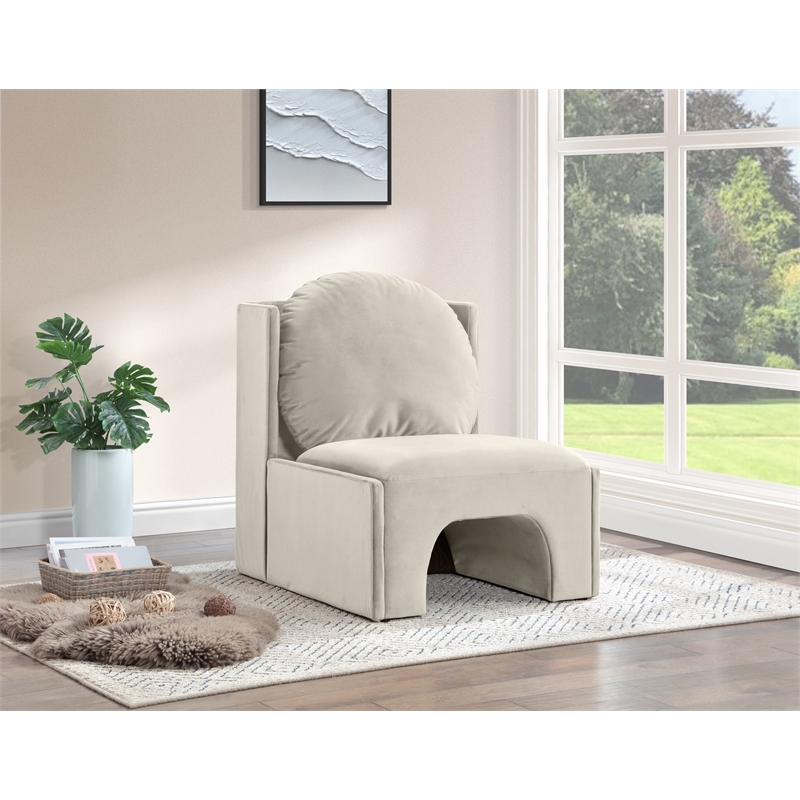 Bowery Hill Contemporary Solid Wood Frame Cream Durable Velvet Accent Chair