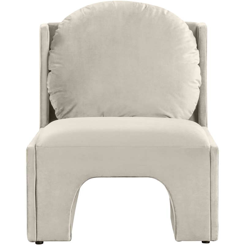 Bowery Hill Contemporary Solid Wood Frame Cream Durable Velvet Accent Chair