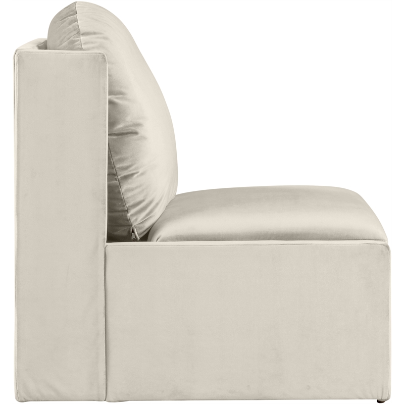 Bowery Hill Contemporary Solid Wood Frame Cream Durable Velvet Accent Chair