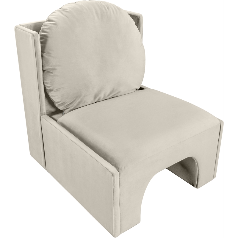 Bowery Hill Contemporary Solid Wood Frame Cream Durable Velvet Accent Chair