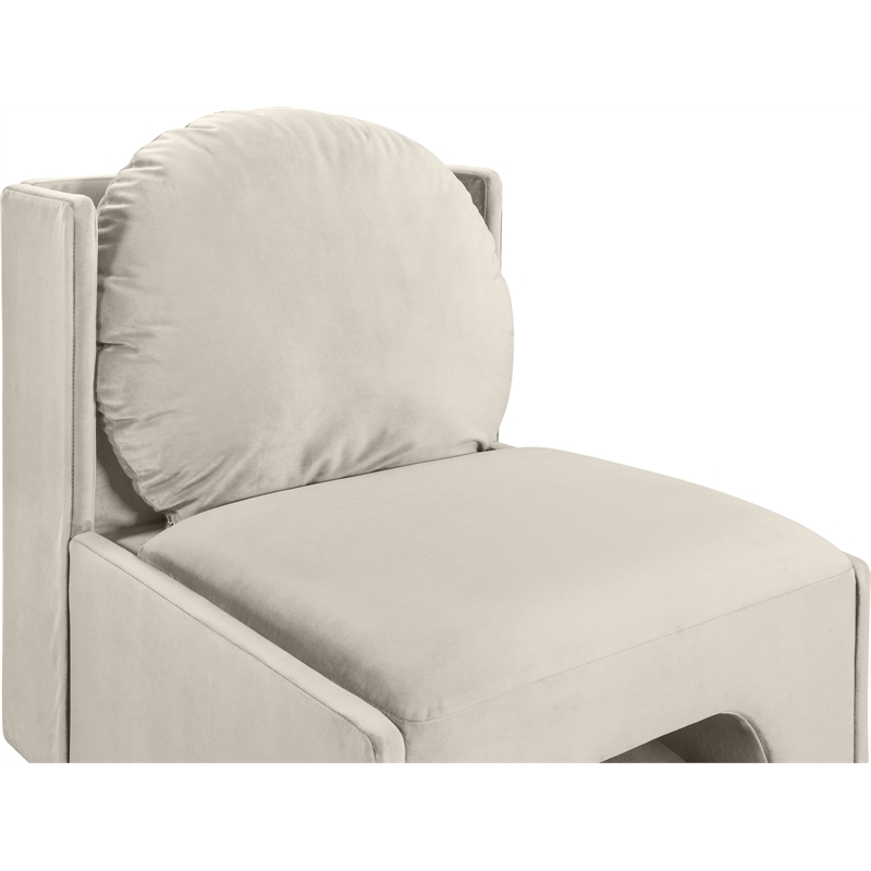 Bowery Hill Contemporary Solid Wood Frame Cream Durable Velvet Accent Chair