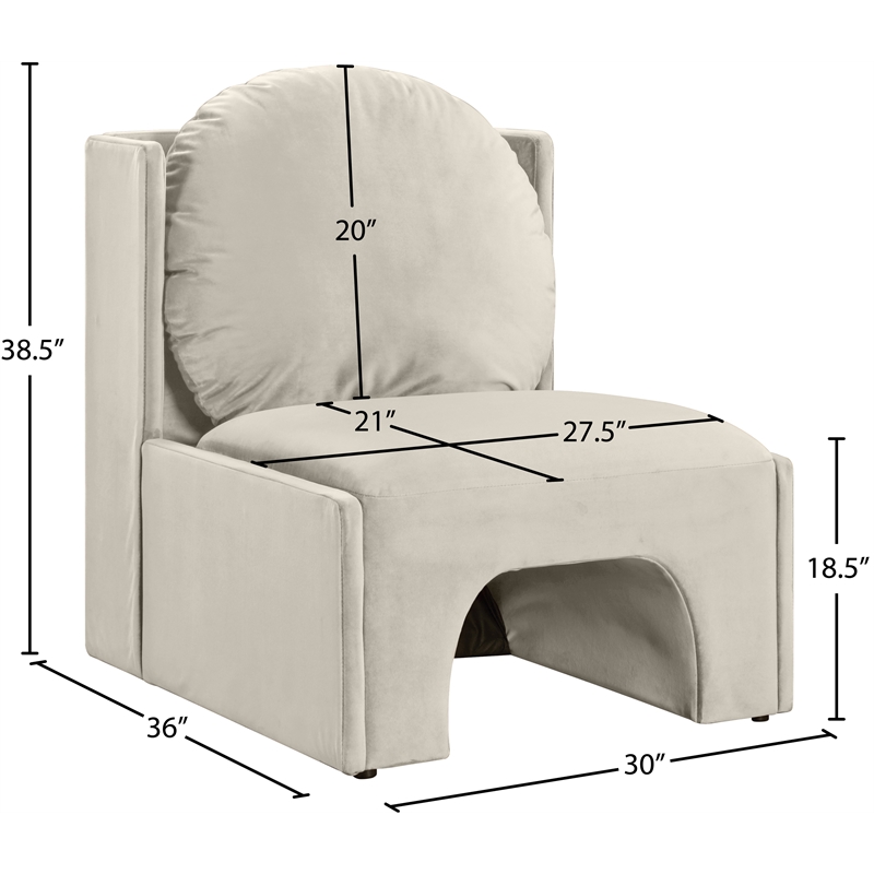 Bowery Hill Contemporary Solid Wood Frame Cream Durable Velvet Accent Chair