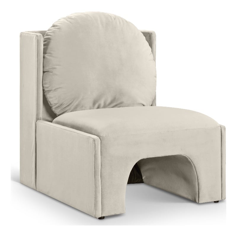 Bowery Hill Contemporary Solid Wood Frame Cream Durable Velvet Accent Chair