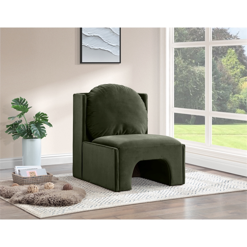 Bowery Hill Contemporary Solid Wood Frame Green Durable Velvet Accent Chair
