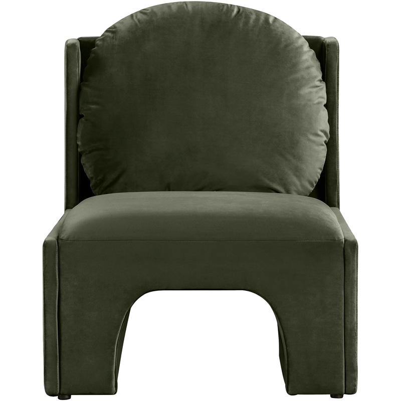 Bowery Hill Contemporary Solid Wood Frame Green Durable Velvet Accent Chair