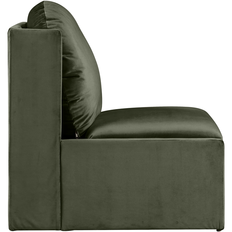 Bowery Hill Contemporary Solid Wood Frame Green Durable Velvet Accent Chair