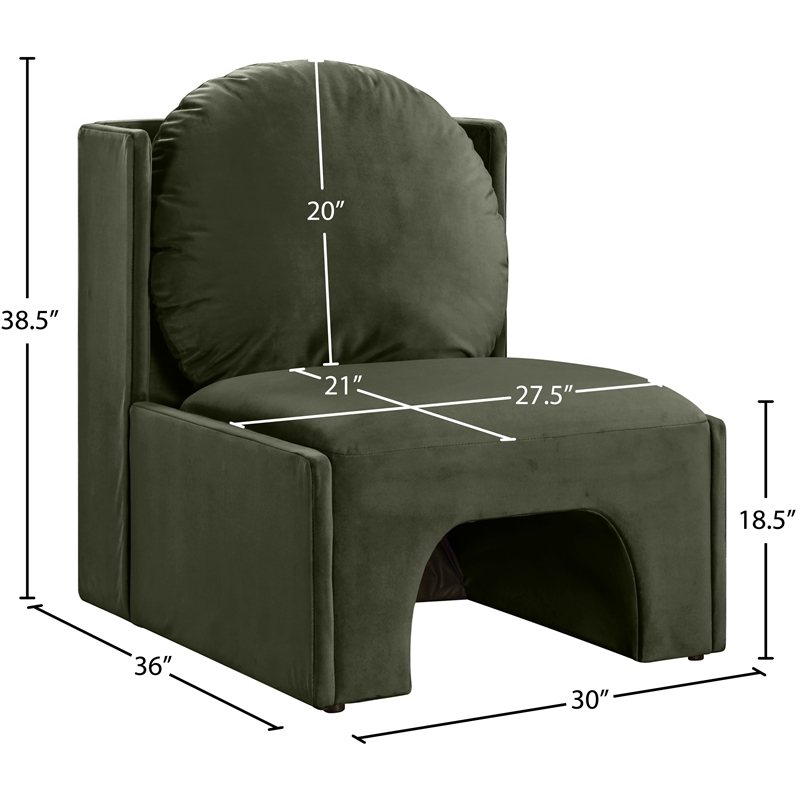 Bowery Hill Contemporary Solid Wood Frame Green Durable Velvet Accent Chair