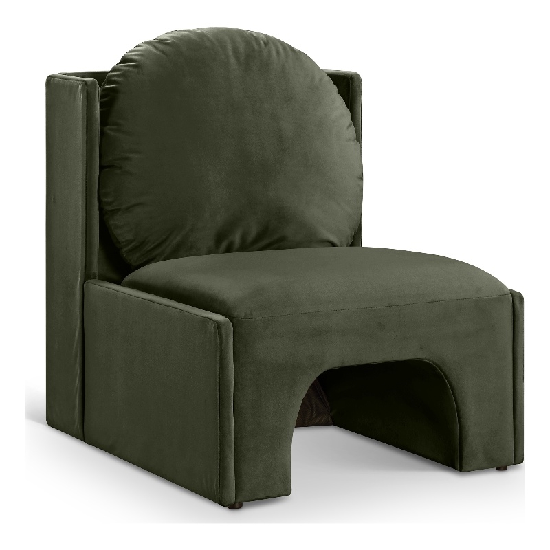 Bowery Hill Contemporary Solid Wood Frame Green Durable Velvet Accent Chair
