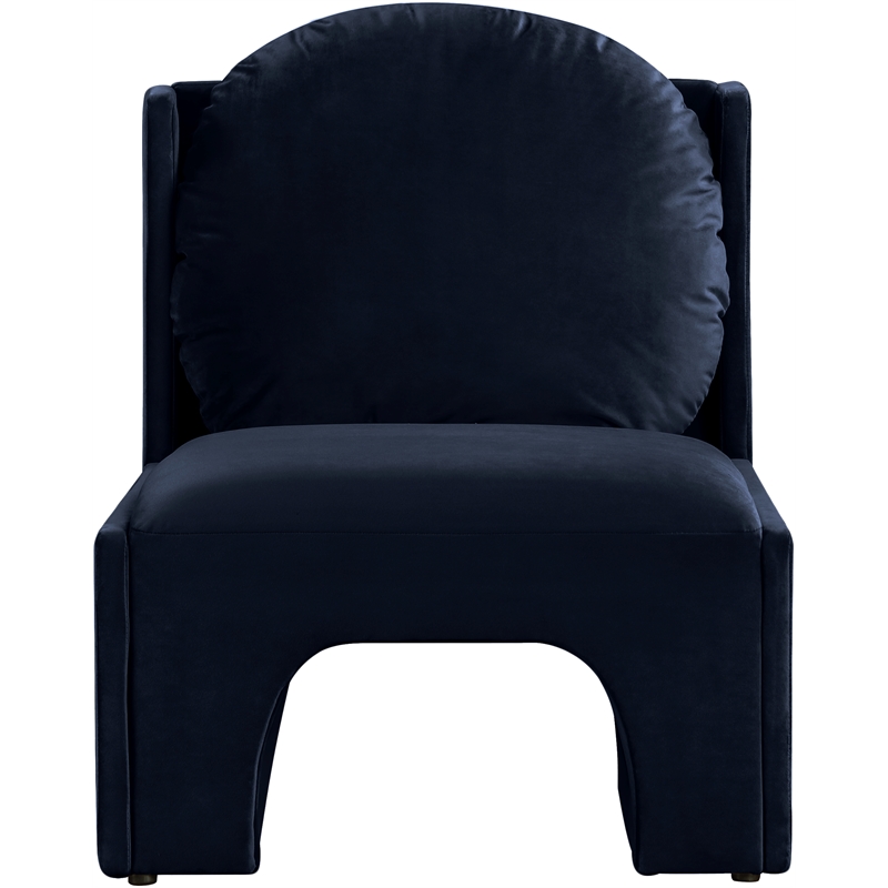 Bowery Hill Contemporary Solid Wood Frame Navy Durable Velvet Accent Chair