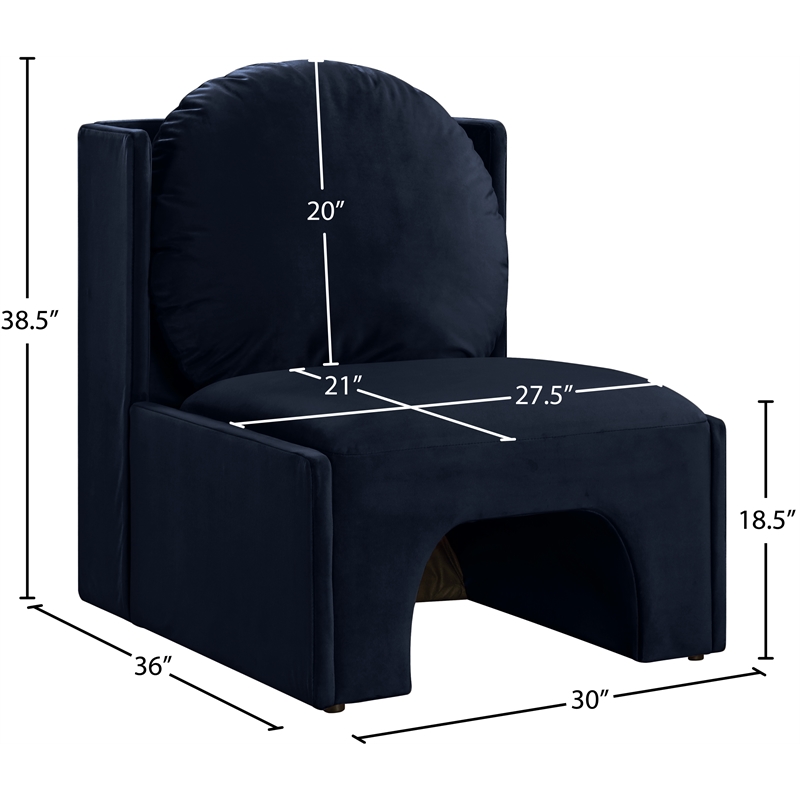 Bowery Hill Contemporary Solid Wood Frame Navy Durable Velvet Accent Chair