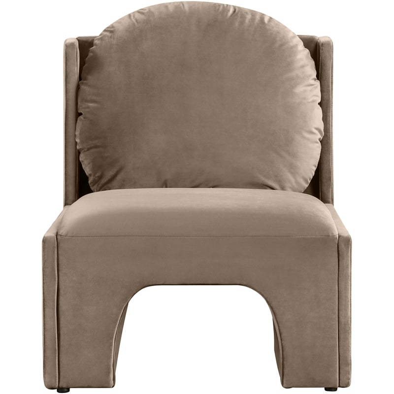 Bowery Hill Contemporary Solid Wood Frame Taupe Durable Velvet Accent Chair