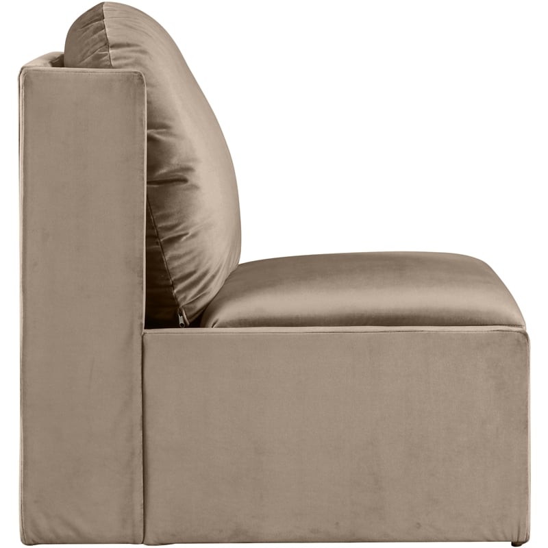 Bowery Hill Contemporary Solid Wood Frame Taupe Durable Velvet Accent Chair