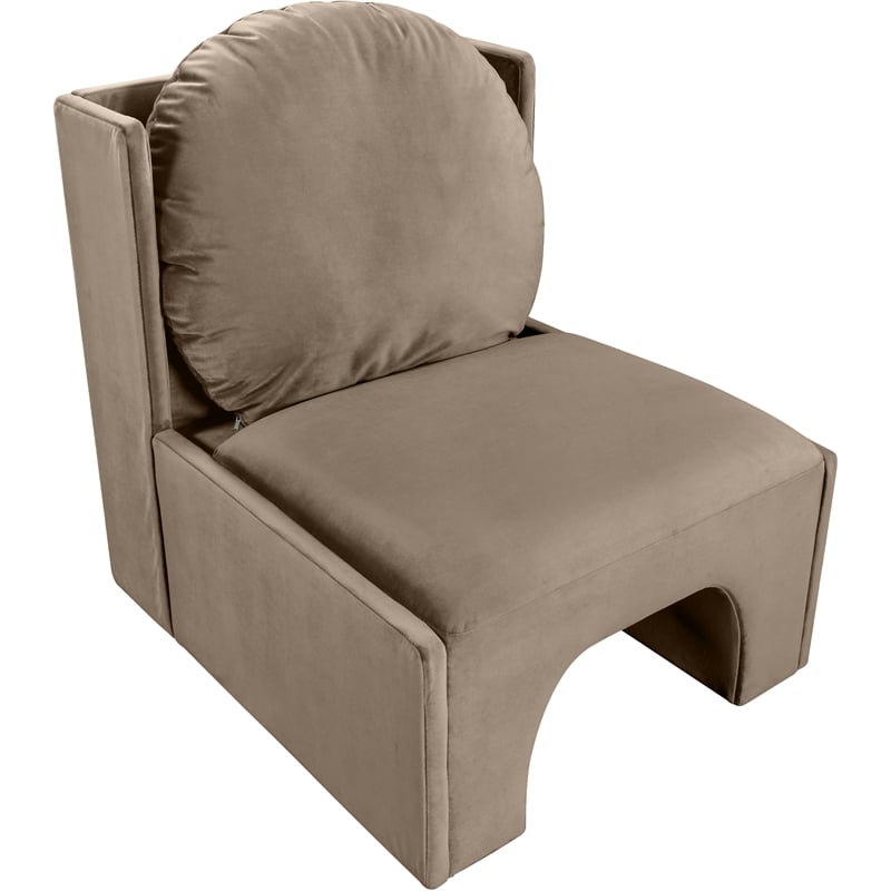 Bowery Hill Contemporary Solid Wood Frame Taupe Durable Velvet Accent Chair