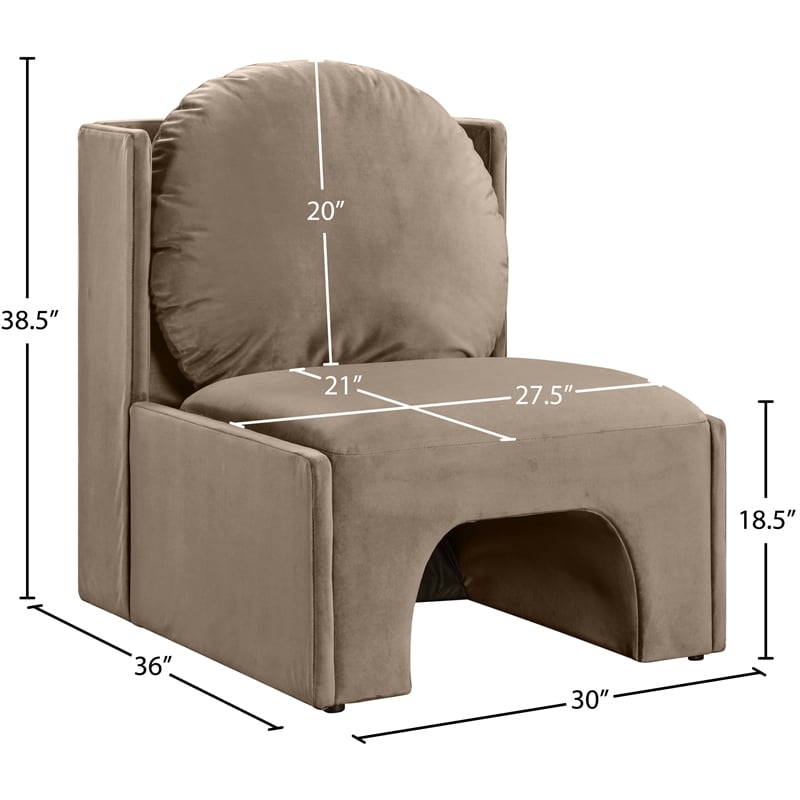 Bowery Hill Contemporary Solid Wood Frame Taupe Durable Velvet Accent Chair