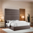 Bowery Hill Contemporary Upholstered Brown Linen Textured Fabric King Bed