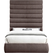 Bowery Hill Contemporary Upholstered Brown Linen Textured Fabric Queen Bed