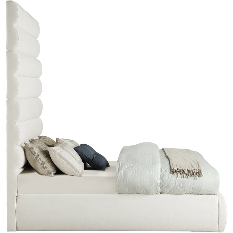 Bowery Hill Contemporary Upholstered Cream Linen Textured Fabric Full Bed