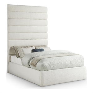 Bowery Hill Contemporary Upholstered Cream Linen Textured Fabric Full Bed