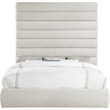 Bowery Hill Contemporary Upholstered Cream Linen Textured Fabric King Bed