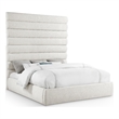 Bowery Hill Contemporary Upholstered Cream Linen Textured Fabric King Bed