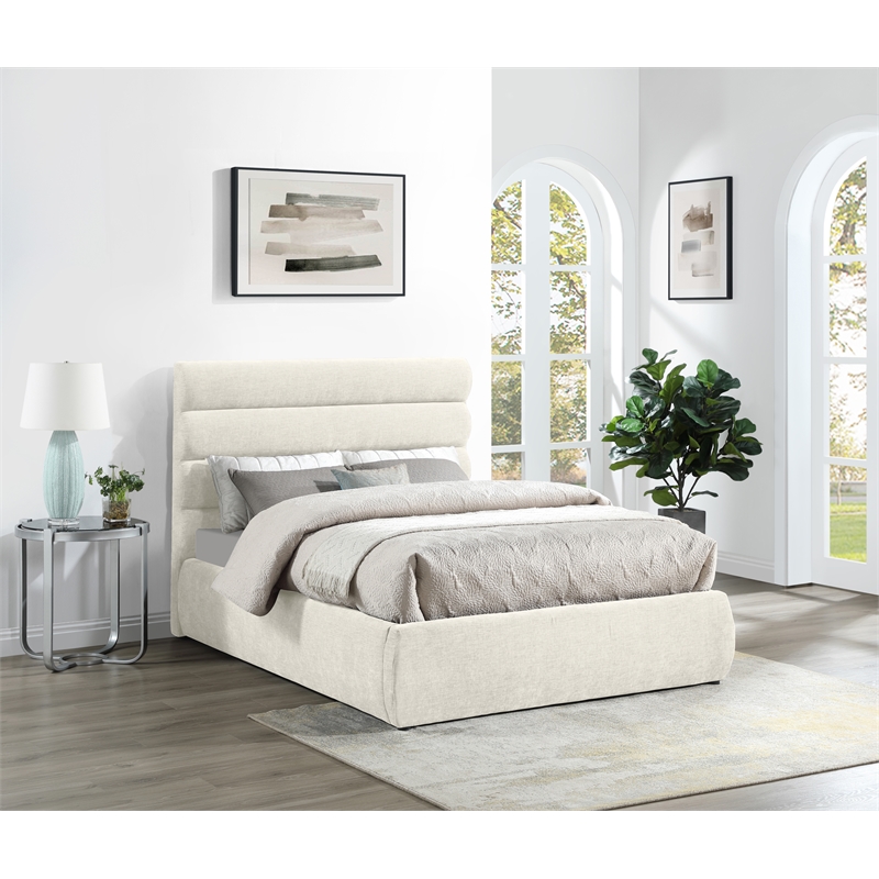 Bowery Hill Contemporary Soft Cream Chenille Fabric Full Bed