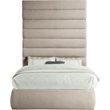 Bowery Hill Contemporary Upholstered Beige Linen Textured Fabric Full Bed