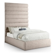 Bowery Hill Contemporary Upholstered Beige Linen Textured Fabric Full Bed