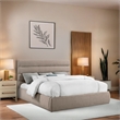 Bowery Hill Contemporary Upholstered Beige Linen Textured Fabric King Bed