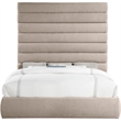 Bowery Hill Contemporary Upholstered Beige Linen Textured Fabric King Bed