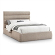 Bowery Hill Contemporary Upholstered Beige Linen Textured Fabric Queen Bed