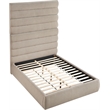 Bowery Hill Contemporary Upholstered Beige Linen Textured Fabric Queen Bed