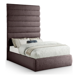 Bowery Hill Contemporary Upholstered Brown Linen Textured Fabric Full Bed