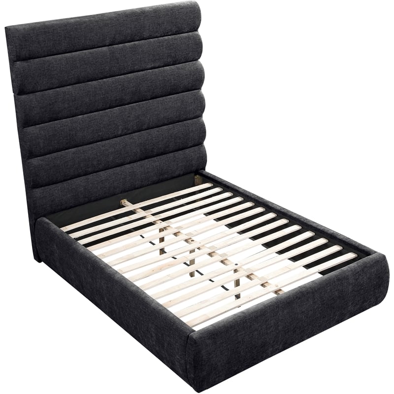 Bowery Hill Contemporary Soft Black Chenille Fabric Full Bed